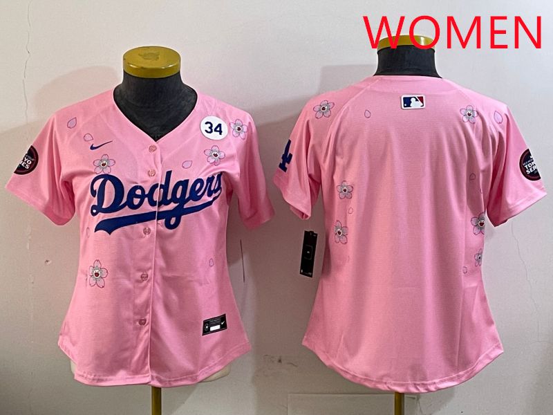 Women Los Angeles Dodgers Blank Pink Sakura Edition 2025 Nike MLB Jersey style 5